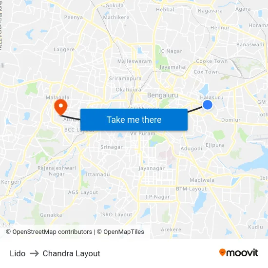 Lido to Chandra Layout map