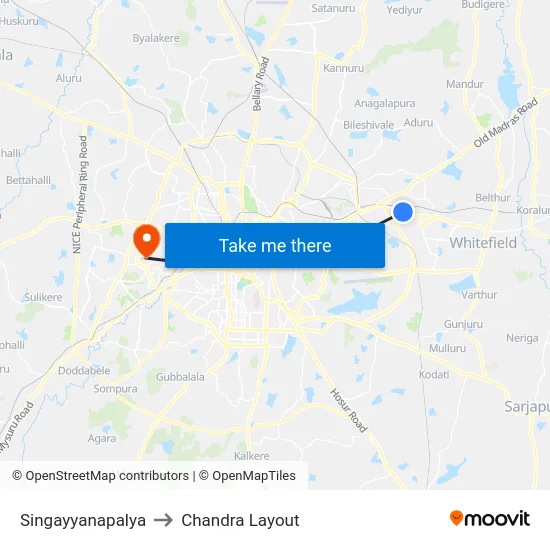 Singayyanapalya to Chandra Layout map
