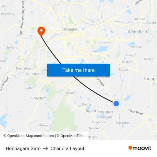 Hennagara Gate to Chandra Layout map
