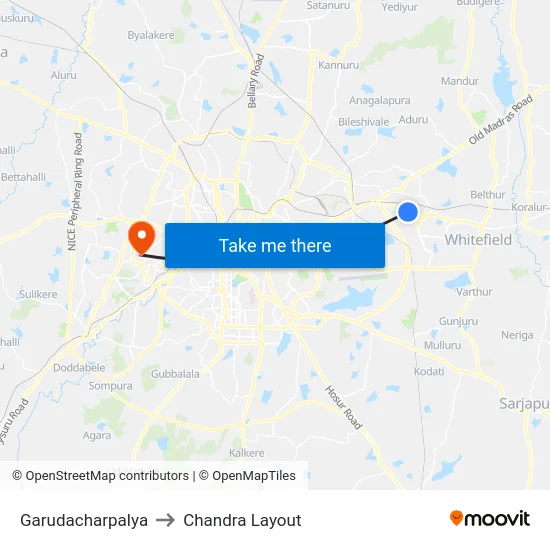 Garudacharpalya to Chandra Layout map