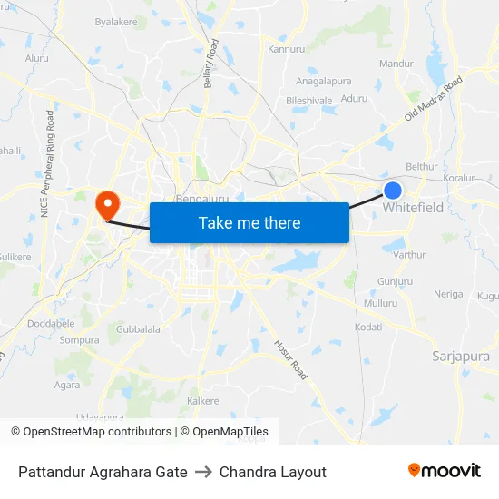 Pattandur Agrahara Gate to Chandra Layout map