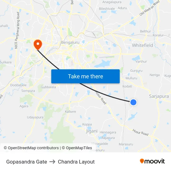 Gopasandra Gate to Chandra Layout map
