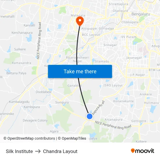 Silk Institute to Chandra Layout map