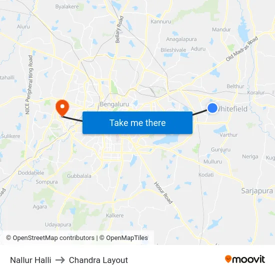 Nallur Halli to Chandra Layout map
