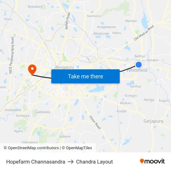 Hopefarm Channasandra to Chandra Layout map
