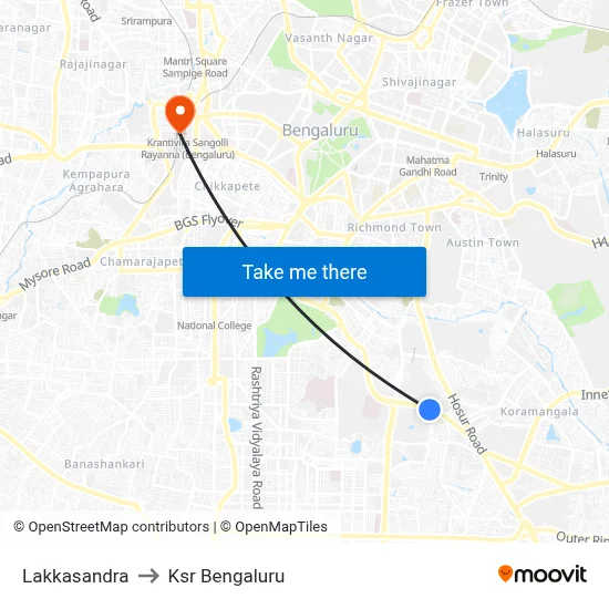 लक्कासंद्र to केएसआर बेंगलुरु map