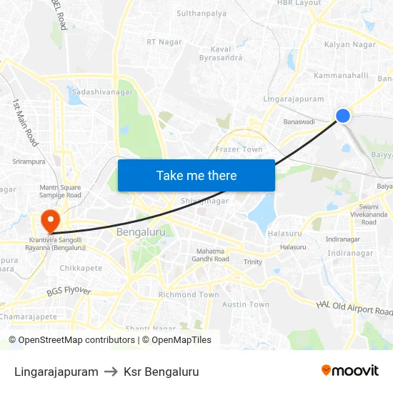 Lingarajapuram to Ksr Bengaluru map
