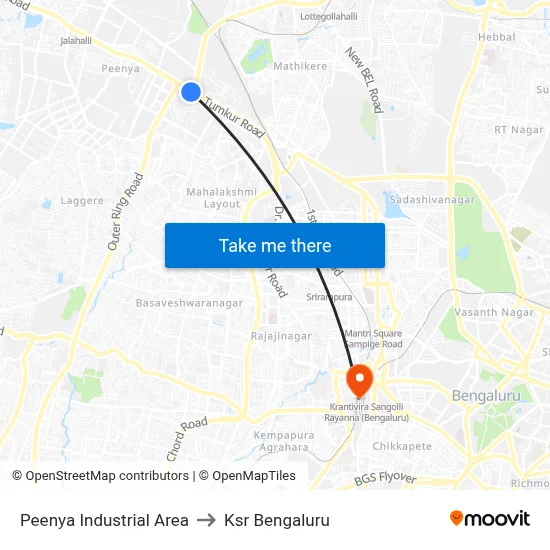 Peenya Industrial Area to Ksr Bengaluru map