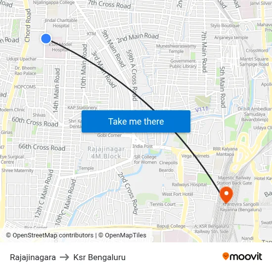 Rajajinagara to Ksr Bengaluru map