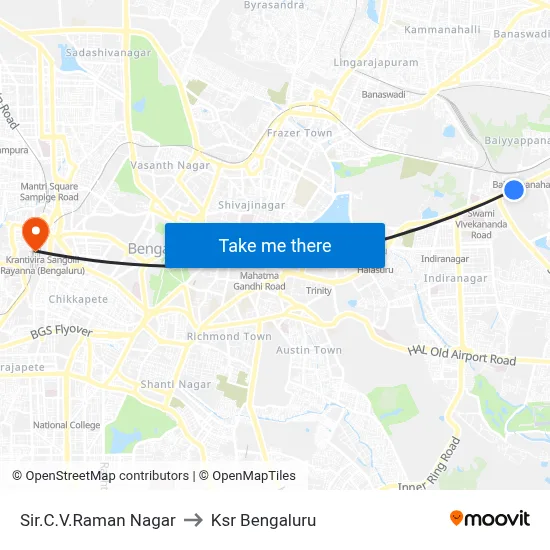 सर.सी.वी. रमन नगर to केएसआर बेंगलुरु map