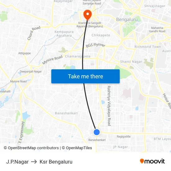 J.P.Nagar to Ksr Bengaluru map