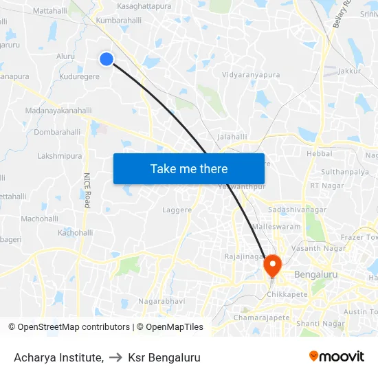 Acharya Institute, to Ksr Bengaluru map