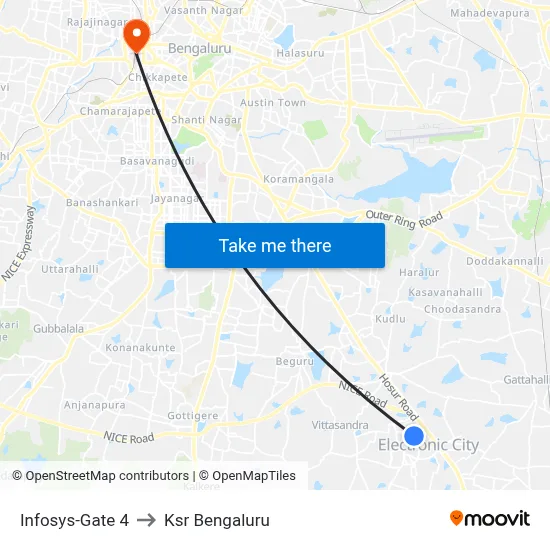 Infosys-Gate 4 to Ksr Bengaluru map