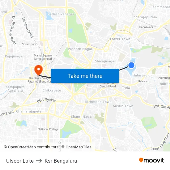 Ulsoor Lake to Ksr Bengaluru map