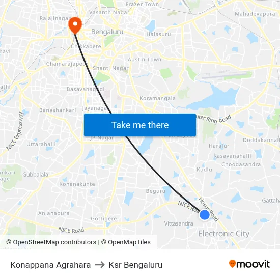 Konappana Agrahara to Ksr Bengaluru map