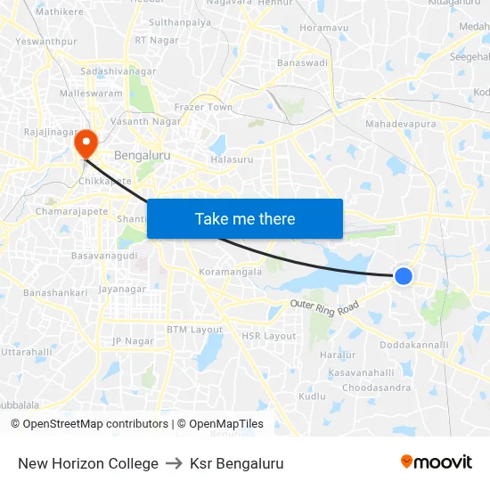 New Horizon College to Ksr Bengaluru map