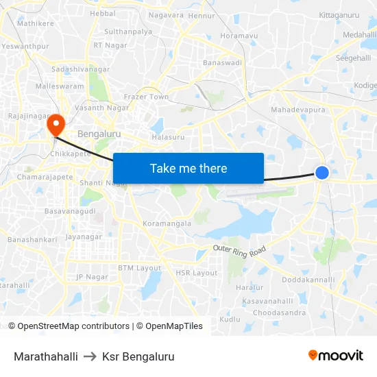 Marathahalli to Ksr Bengaluru map