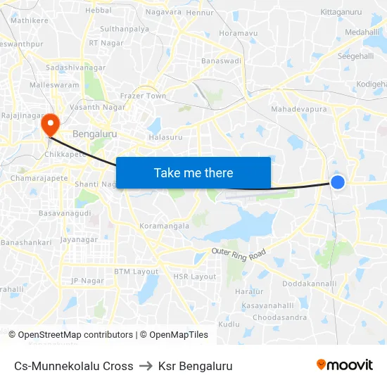 Cs-Munnekolalu Cross to Ksr Bengaluru map
