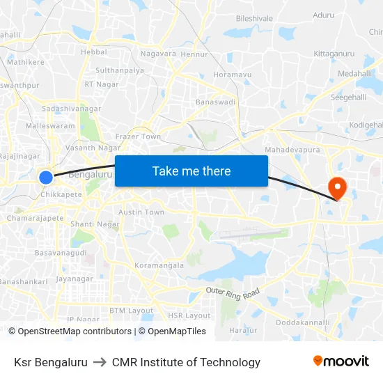 केएसआर बेंगलुरु to सीएमआर प्रौद्योगिकी संस्थान map