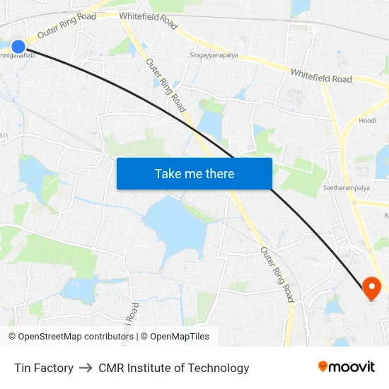 Tin Factory to CMR Institute of Technology map
