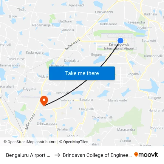 Bengaluru Airport BLR to Brindavan College of Engineering map