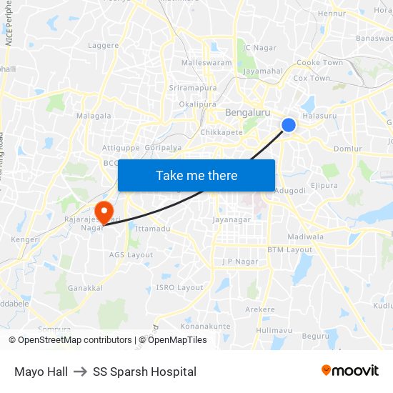 Mayo Hall to SS Sparsh Hospital map