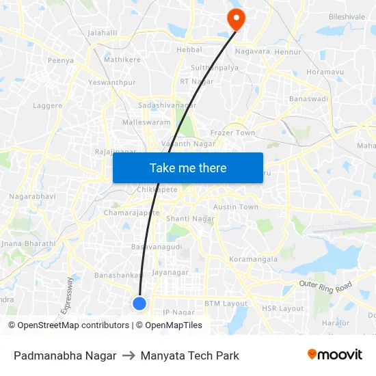 Padmanabha Nagar to Manyata Tech Park map