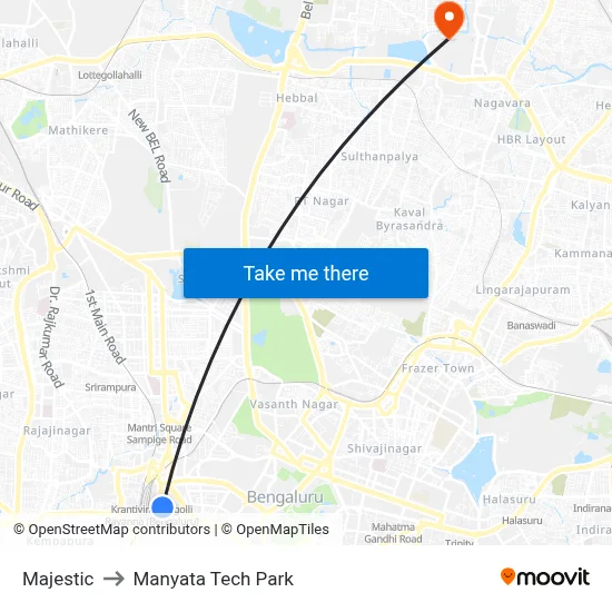 Majestic to Manyata Tech Park map