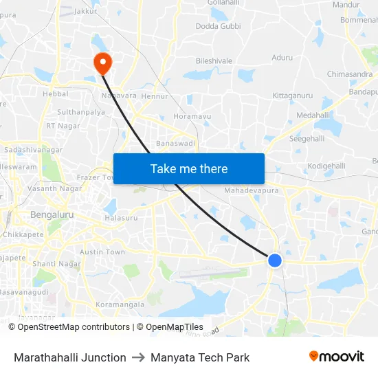 Marathahalli Junction to Manyata Tech Park map