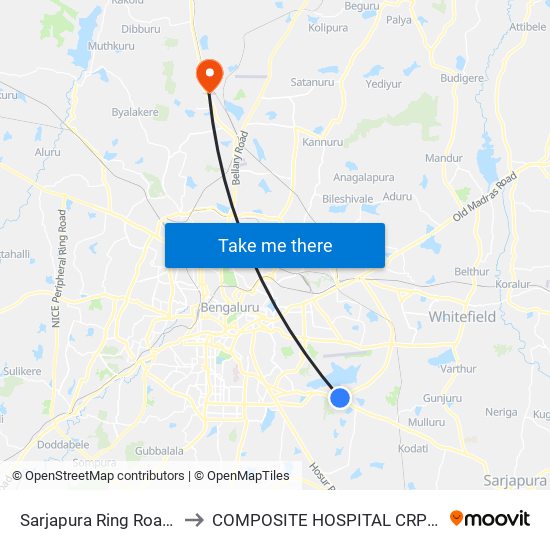Sarjapura Ring Road Junction to COMPOSITE HOSPITAL CRPF BENGALURU map