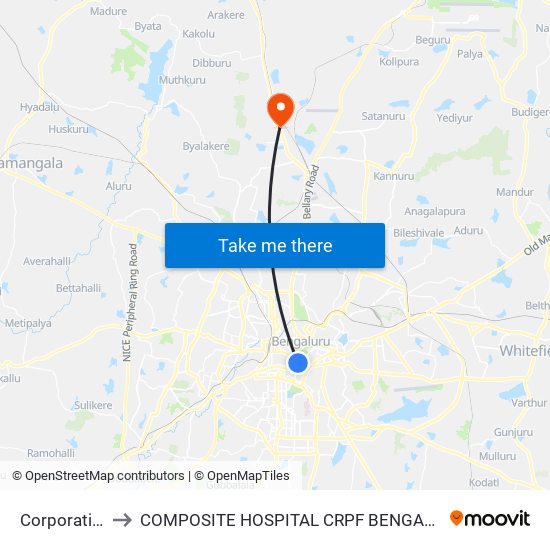 Corporation to COMPOSITE HOSPITAL CRPF BENGALURU map