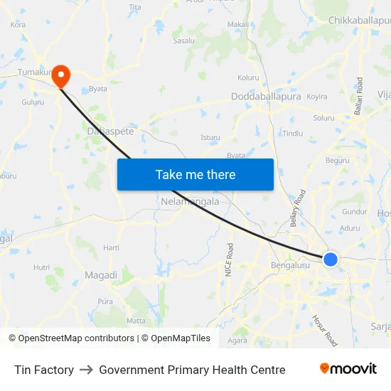 Tin Factory to Government Primary Health Centre map