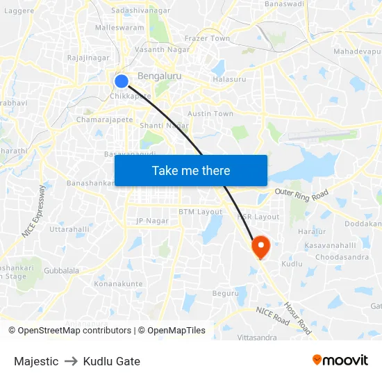 Majestic to Kudlu Gate map