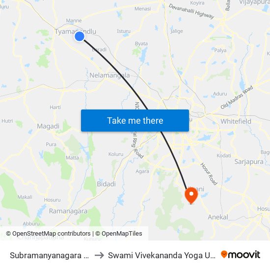 Subramanyanagara Thyamagondlu to Swami Vivekananda Yoga University Bangalore map