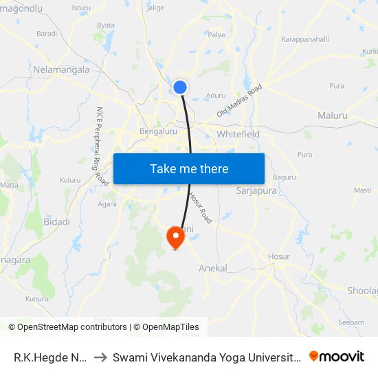 R.K.Hegde Nagara to Swami Vivekananda Yoga University Bangalore map