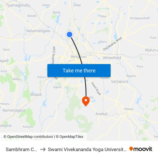 Sambhram College to Swami Vivekananda Yoga University Bangalore map