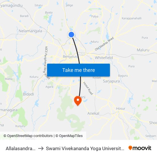 Allalasandra Gate to Swami Vivekananda Yoga University Bangalore map