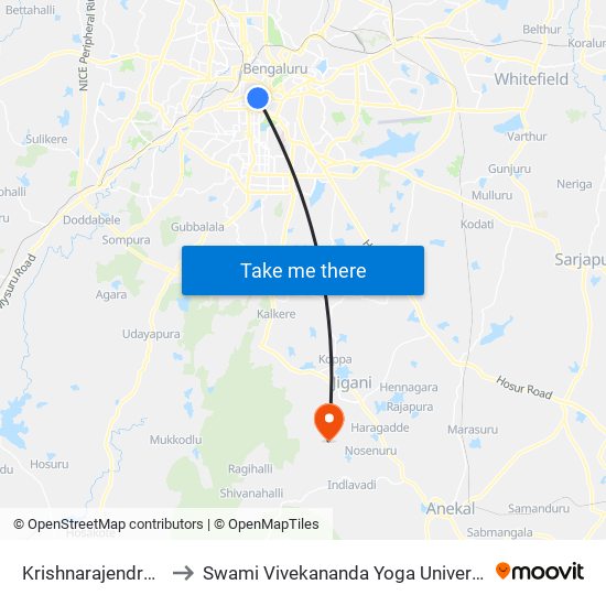 Krishnarajendra Market to Swami Vivekananda Yoga University Bangalore map