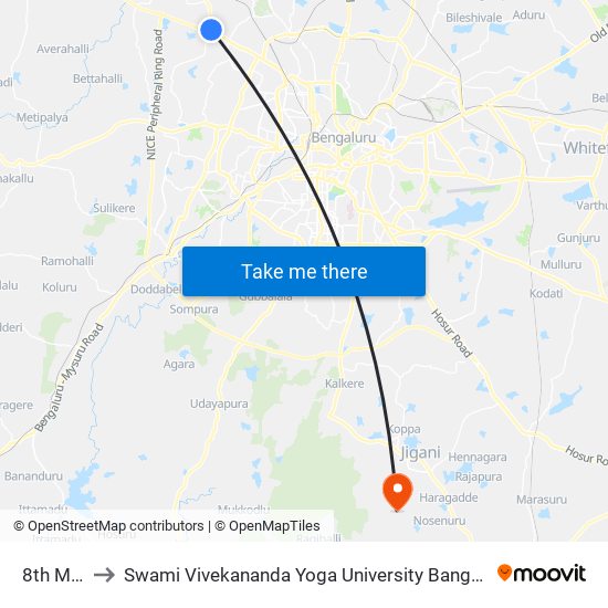 8th Mile to Swami Vivekananda Yoga University Bangalore map