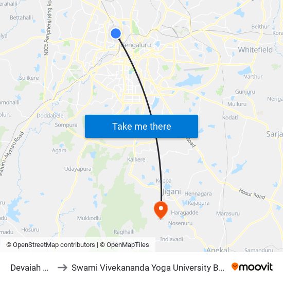 Devaiah Park to Swami Vivekananda Yoga University Bangalore map