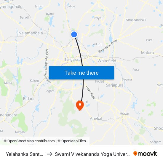 Yelahanka Santhe Circle to Swami Vivekananda Yoga University Bangalore map