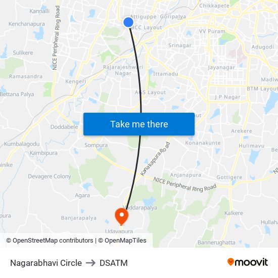 Nagarabhavi Circle to DSATM map