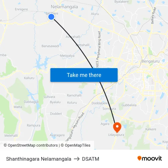 Shanthinagara Nelamangala to DSATM map