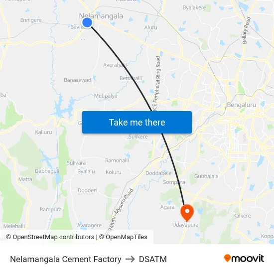 Nelamangala Cement Factory to DSATM map