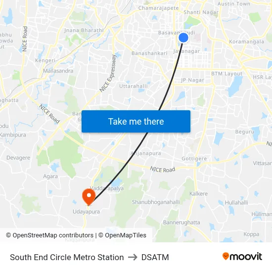 South End Circle Metro Station to DSATM map