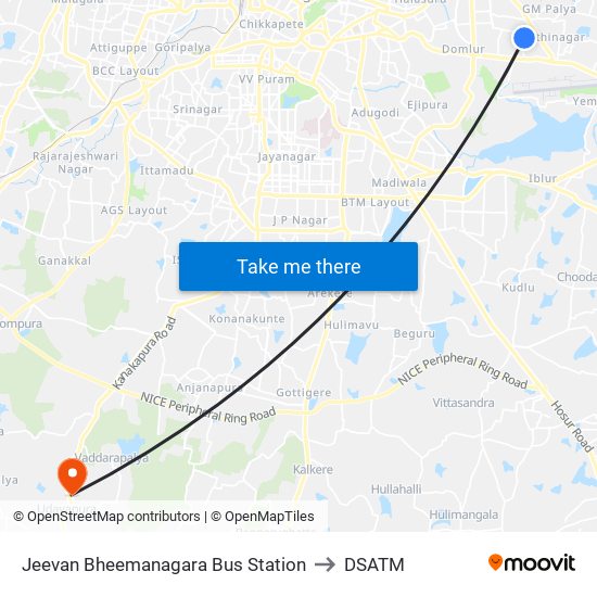 Jeevan Bheemanagara Bus Station to DSATM map