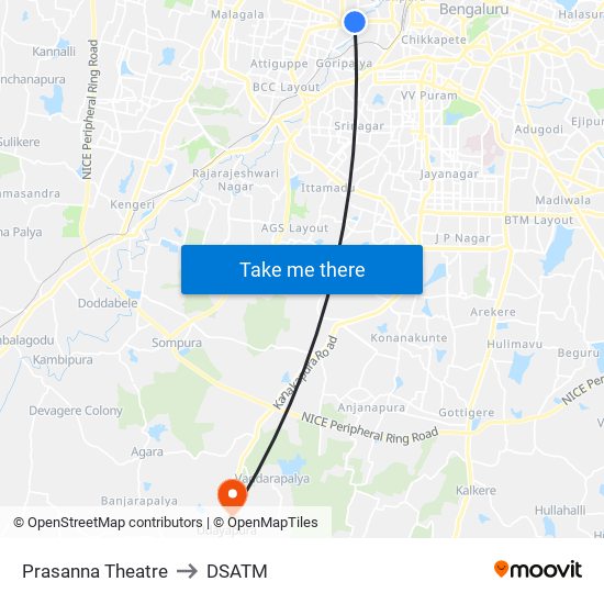 Prasanna Theatre to DSATM map