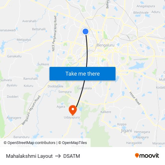 Mahalakshmi Layout to DSATM map
