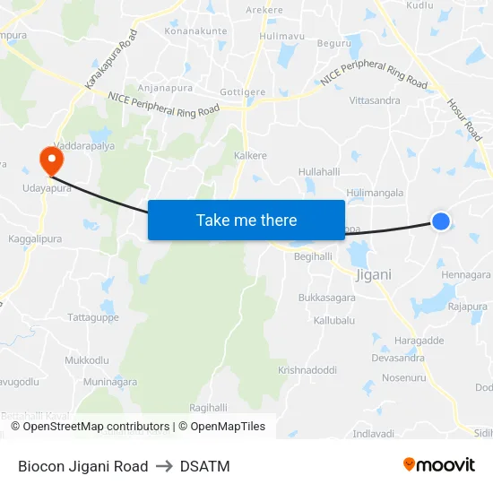 Biocon Jigani Road to DSATM map