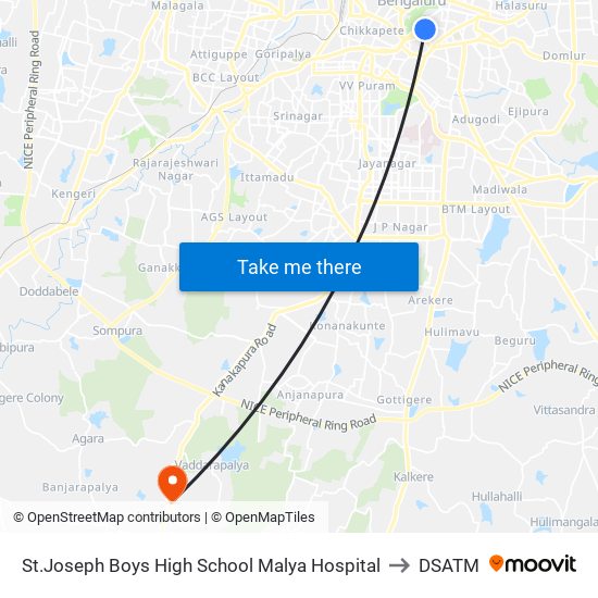 St.Joseph Boys High School Malya Hospital to DSATM map